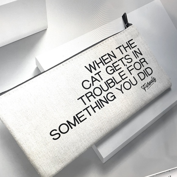 Furealz Bundle of (5) Small Reusable Canvas Zipper Puches with Funny Say… - Picture 2 of 7